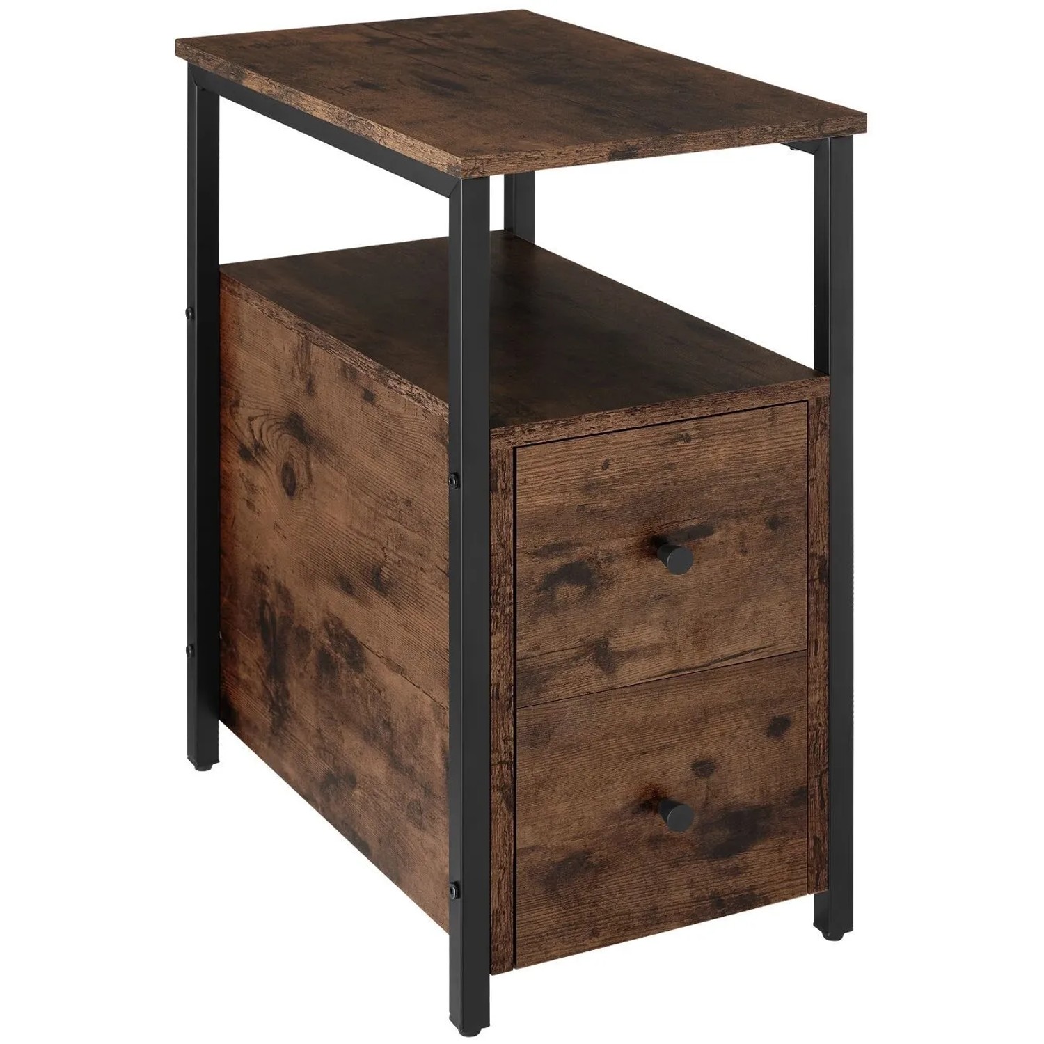 Tectake Nachttisch Tullamore Industrial Style Holz und Stahl  49 50 x 30 x 61 50 cm Industrial Holz Dunkel  Rustikal