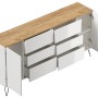 Posseik Sideboard Industrial R, weiß/Eiche, 200 cm, mit 6 Schubladen und 2 Türen.