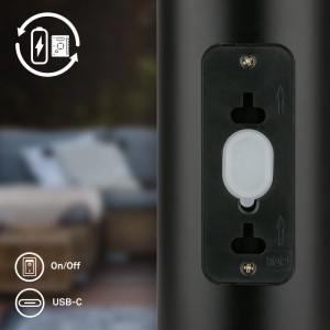Brilo LED-Wandleuchte SUDA Schwarz Akku Sensor