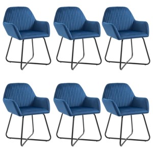 vidaXL Esszimmerstühle 6 Stk Blau Samt 277006