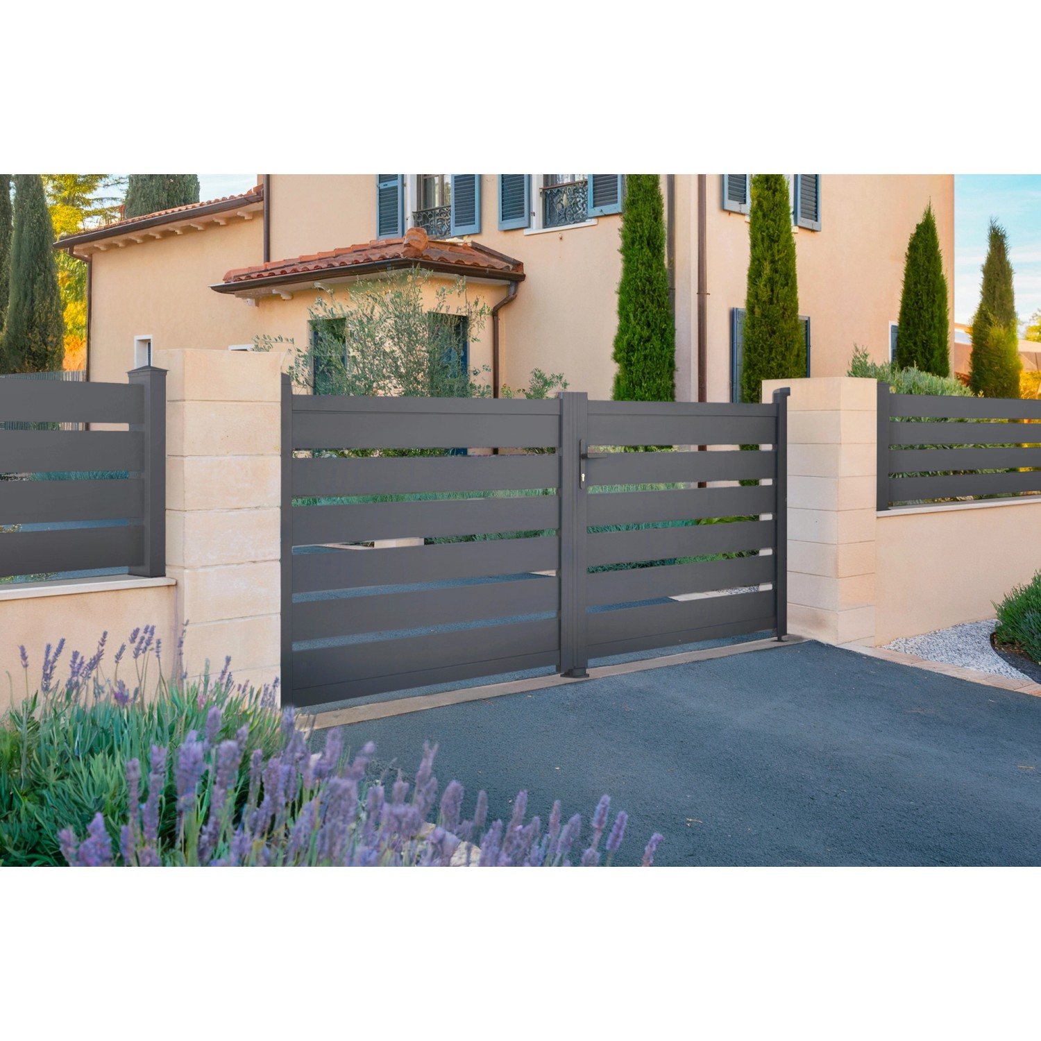 Elektrisches Flügeltor Casanoov Vogel, 3,5 m breit, mit Drehtorantrieb Ranger B150.