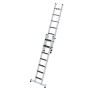 PROREGAL 2-teilige Stufen-Schiebeleiter aus Aluminium mit Traverse und Clip-Step R13, 2 x 7 Stufen.