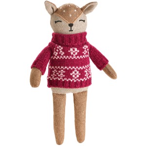 Hunter Hundespielzeug Birka Reh, beige-rot, mit Norwegerpullover. Weiches Kuscheltier für Hunde.