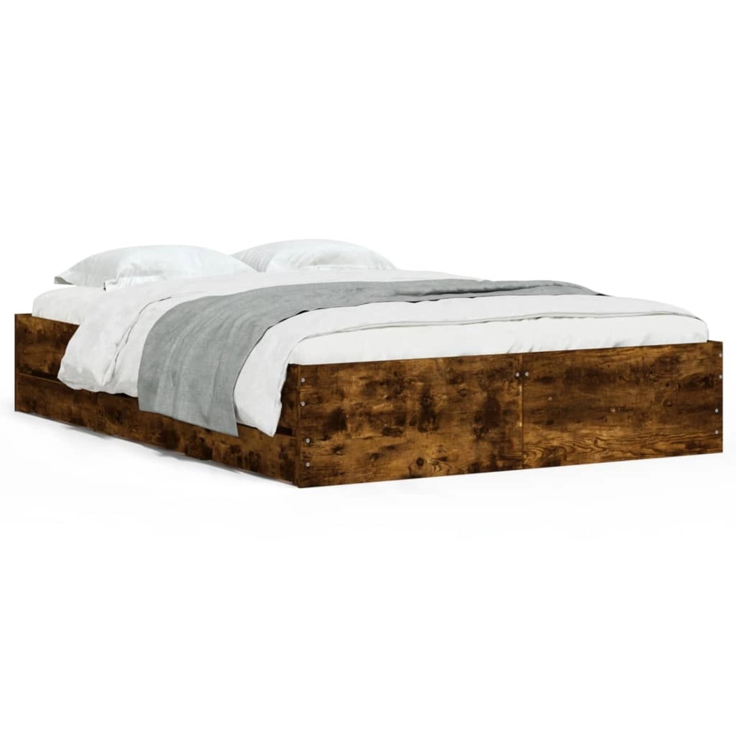 vidaXL Bettgestell mit Schubladen Räuchereiche 120x200cm Holzwerkstoff 3207 günstig online kaufen