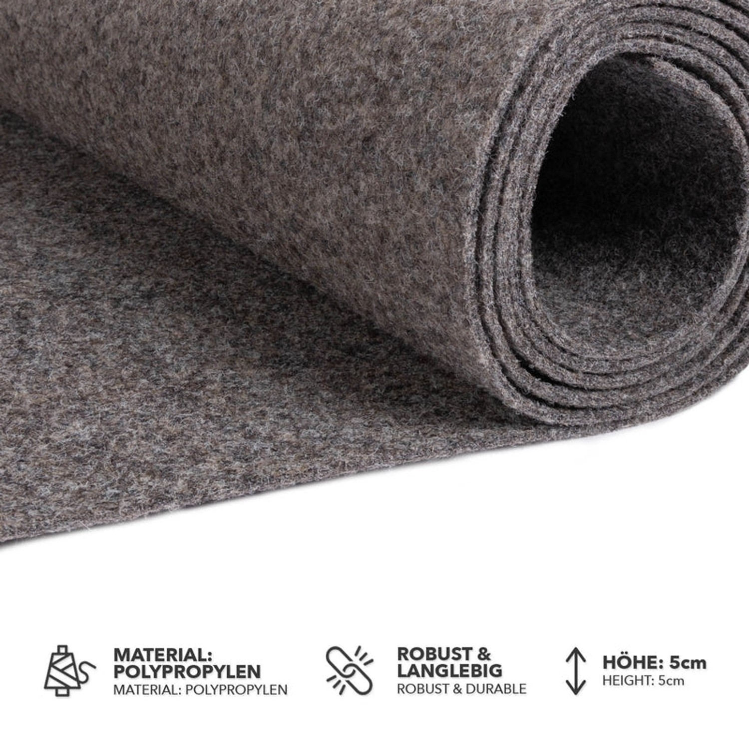 Kieselgrauer Eventteppich (200x2500cm) als Rollenware. Zuschneidbarer Teppichboden für Events.