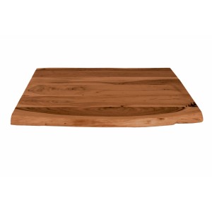 Quadratische Tischplatte CURT aus Akazie in Nussbaum, Baumkante, 60x60 cm.
