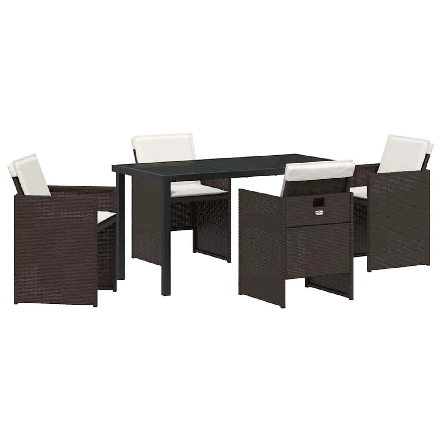 vidaXL Garten Essgruppe mit Kissen Falten 5-Tlg Braun Poly Rattan 3379953 günstig online kaufen