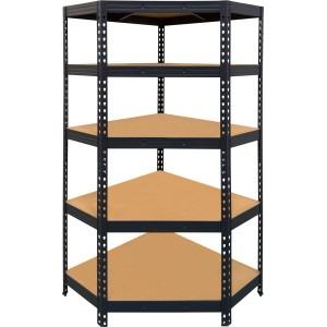OBI Metall-Schwerlast-Steckregal für Ecken, anthrazit pulverbeschichtet, mit 5 MDF-Böden, 180x90x40 cm.