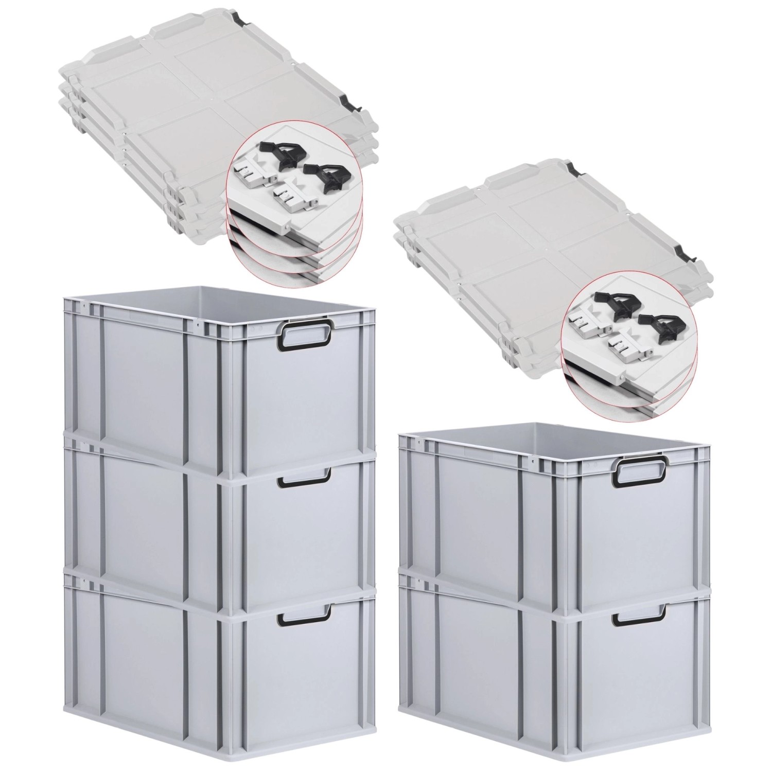 PROREGAL SuperSparSet 5x Eurobox Nextgen Color Mit Scharnierdeckel HxBxT 32 günstig online kaufen