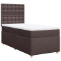 Boxspringbett dunkelbraun (90x190 cm) mit Matratze und Kopfteil.