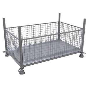 Feuerverzinkte Schake Gitterboxpalette, 1,43x0,87x0,5m, ideal für Lager und Transport.