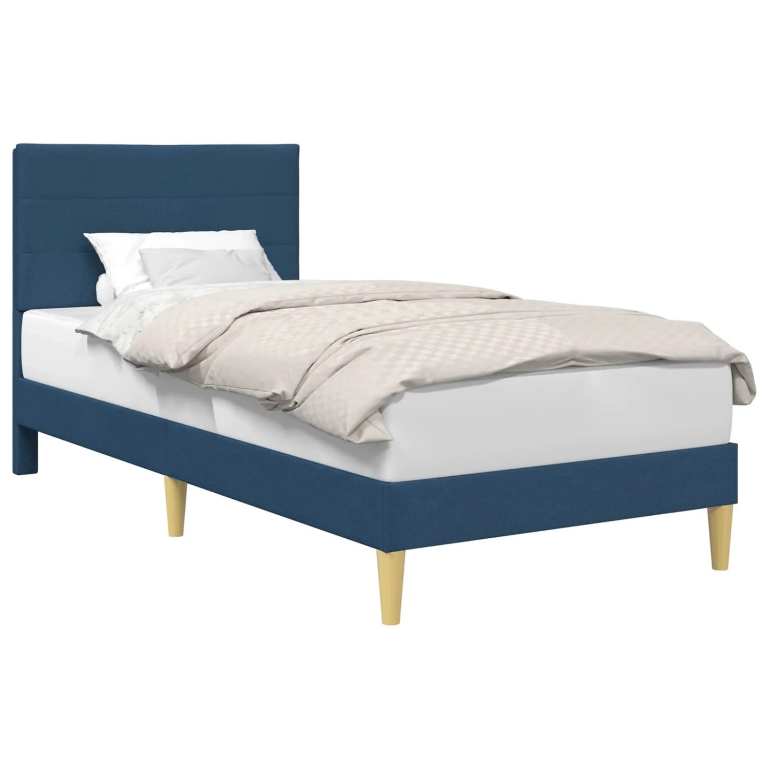 vidaXL Bettrahmen mit Kopfteil Blau 100 x 200 cm Stoff 42027569