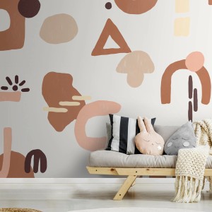 Art for the Home Fototapete Coco, abstrakte Formen in Braun- und Beigetönen.