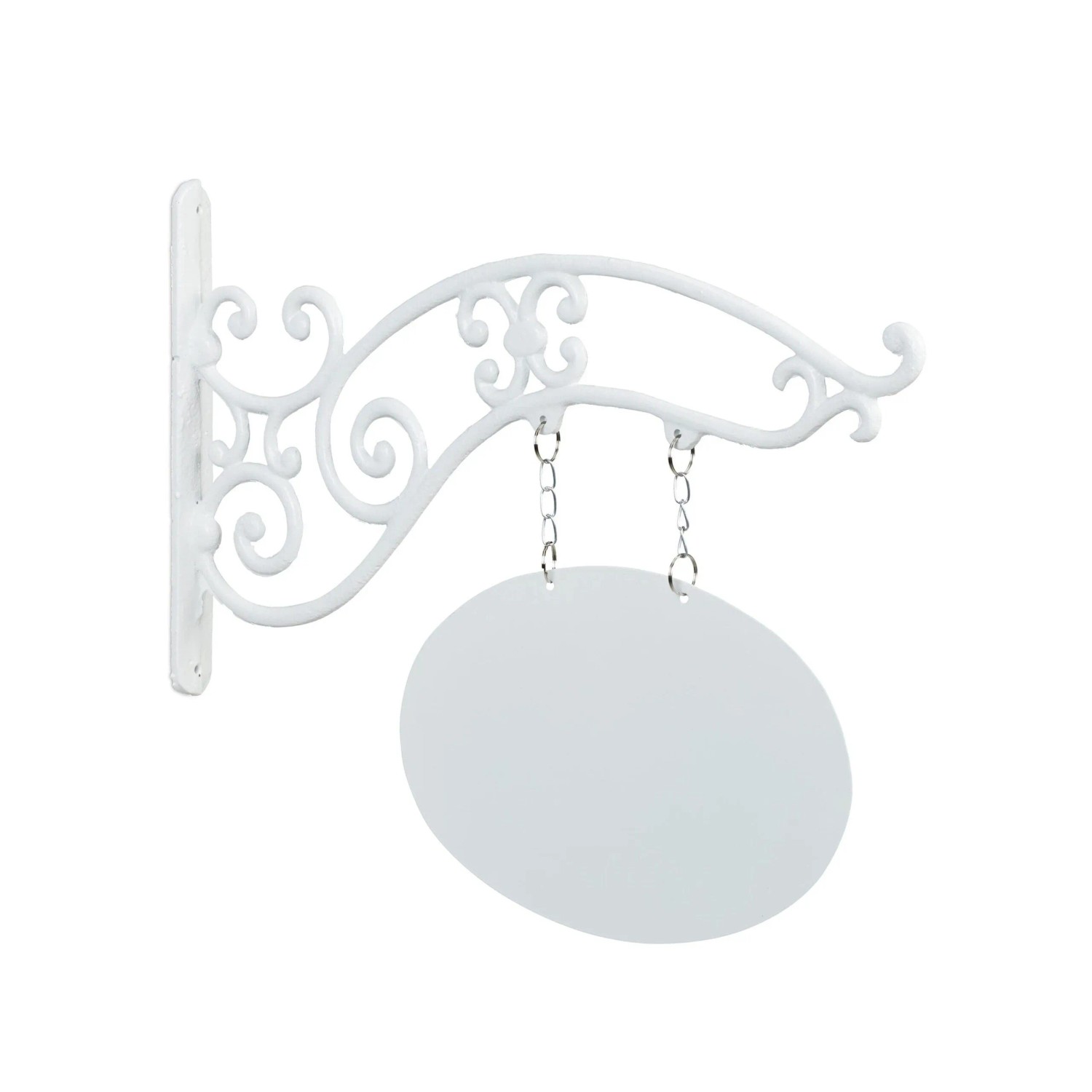 Relaxdays Wandschild Gusseisen Weiß Beschriftbar 36 cm x 43 cm x 3 cm 1,4 kg