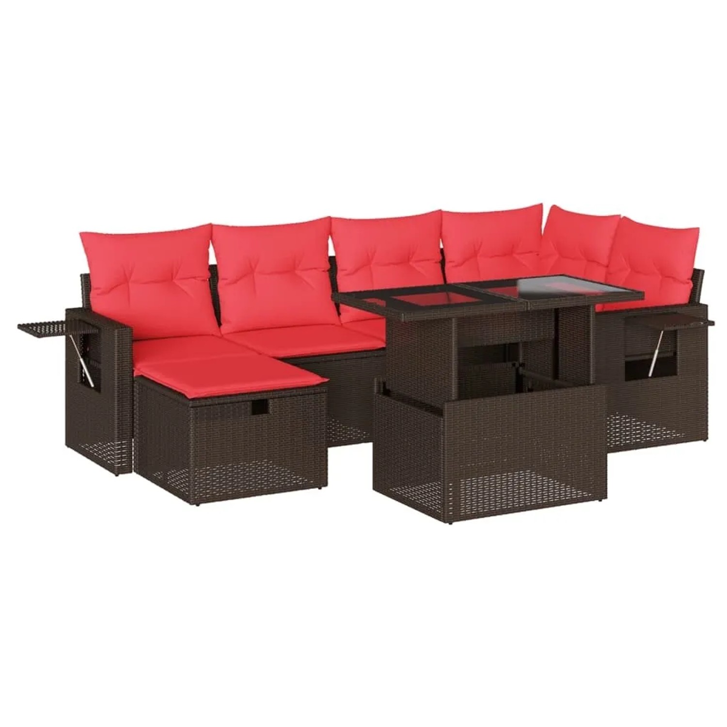 vidaXL 7-Tlg Gartensofa-Set mit Kissen Braun Polyrattan 3274984 günstig online kaufen