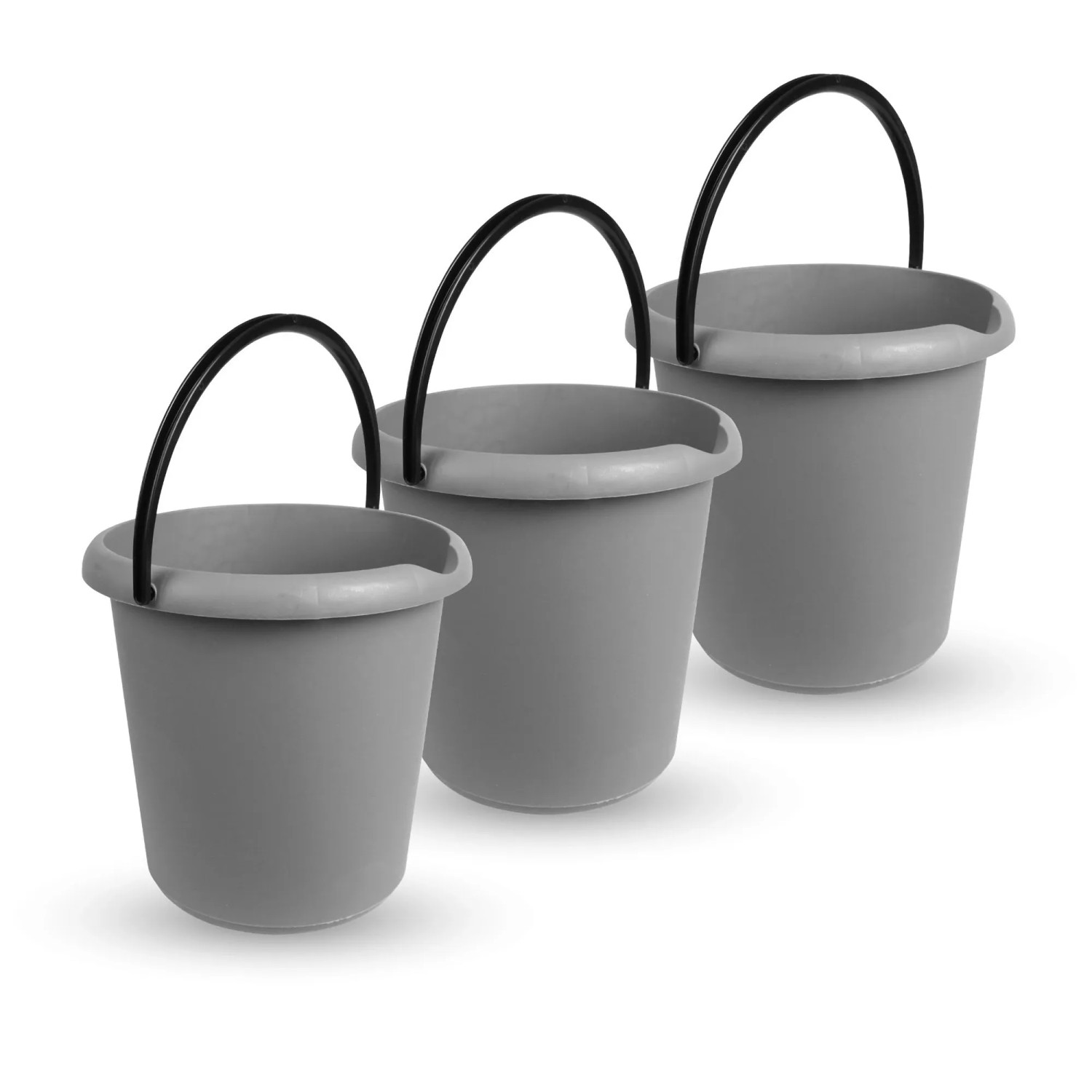 ProHome Eimer 5 Liter Kunststoffbügel Anthrazit 3er Pack