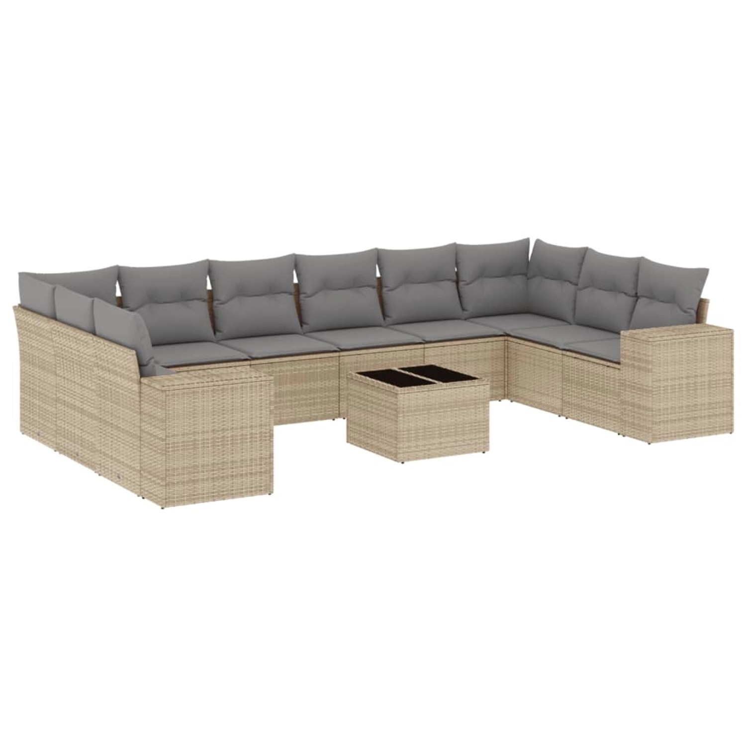 vidaXL 11-Tlg Garten-Sofagarnitur mit Kissen Beige Poly Rattan 3255416 günstig online kaufen