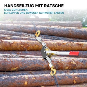 Wiltec Handseilzug 3 M Drahtseil 4000Kg Flaschenzug Handwinde Seilzug Seilwinde