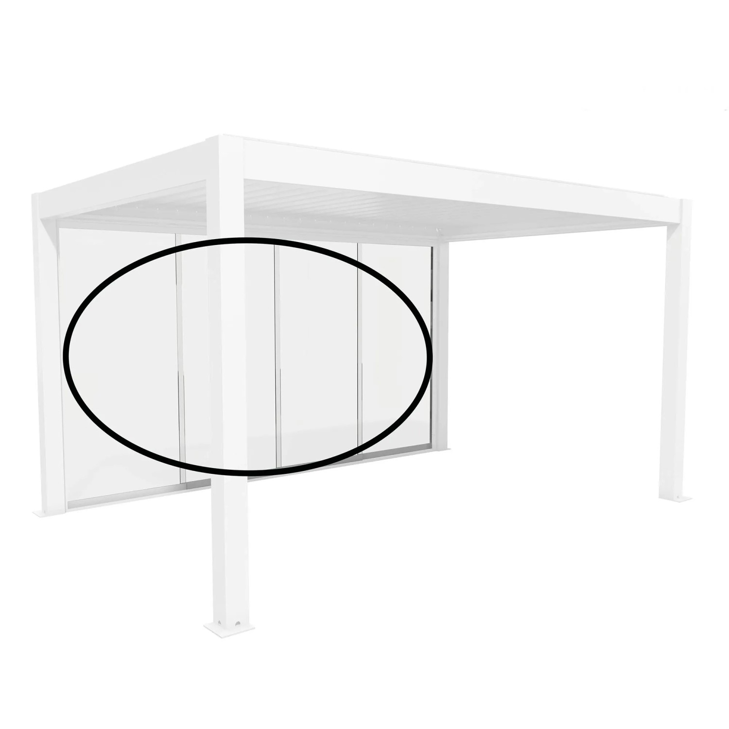 Biohort Glasschiebewand Klarglas Gr. 3,5m weiss Pergola