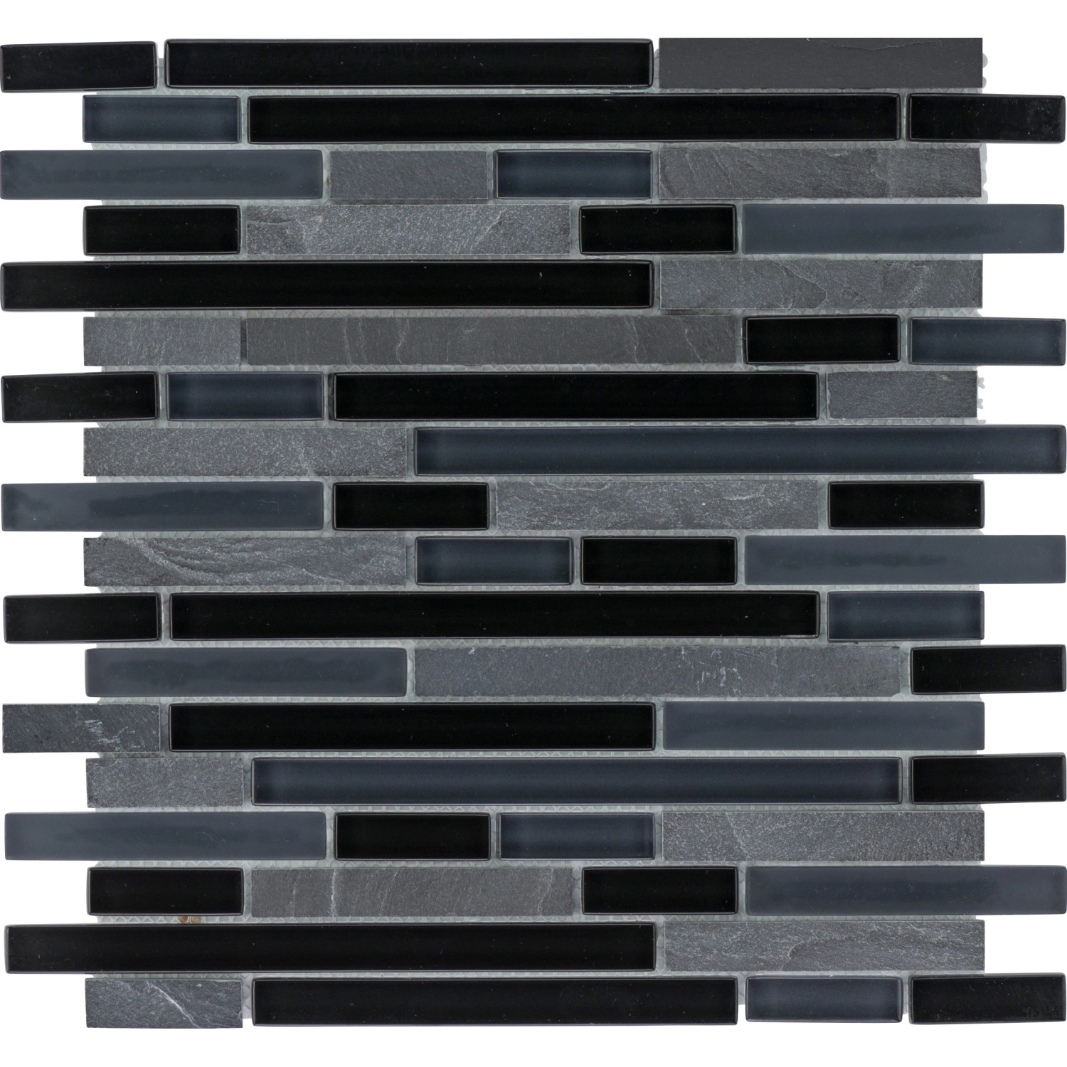 Mosaikmatte Glas & Schiefer Black Line 30 cm x 30 cm