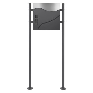 ECD Germany Standbriefkasten Anthrazit/Silber mit Zeitungsfach und Ständer