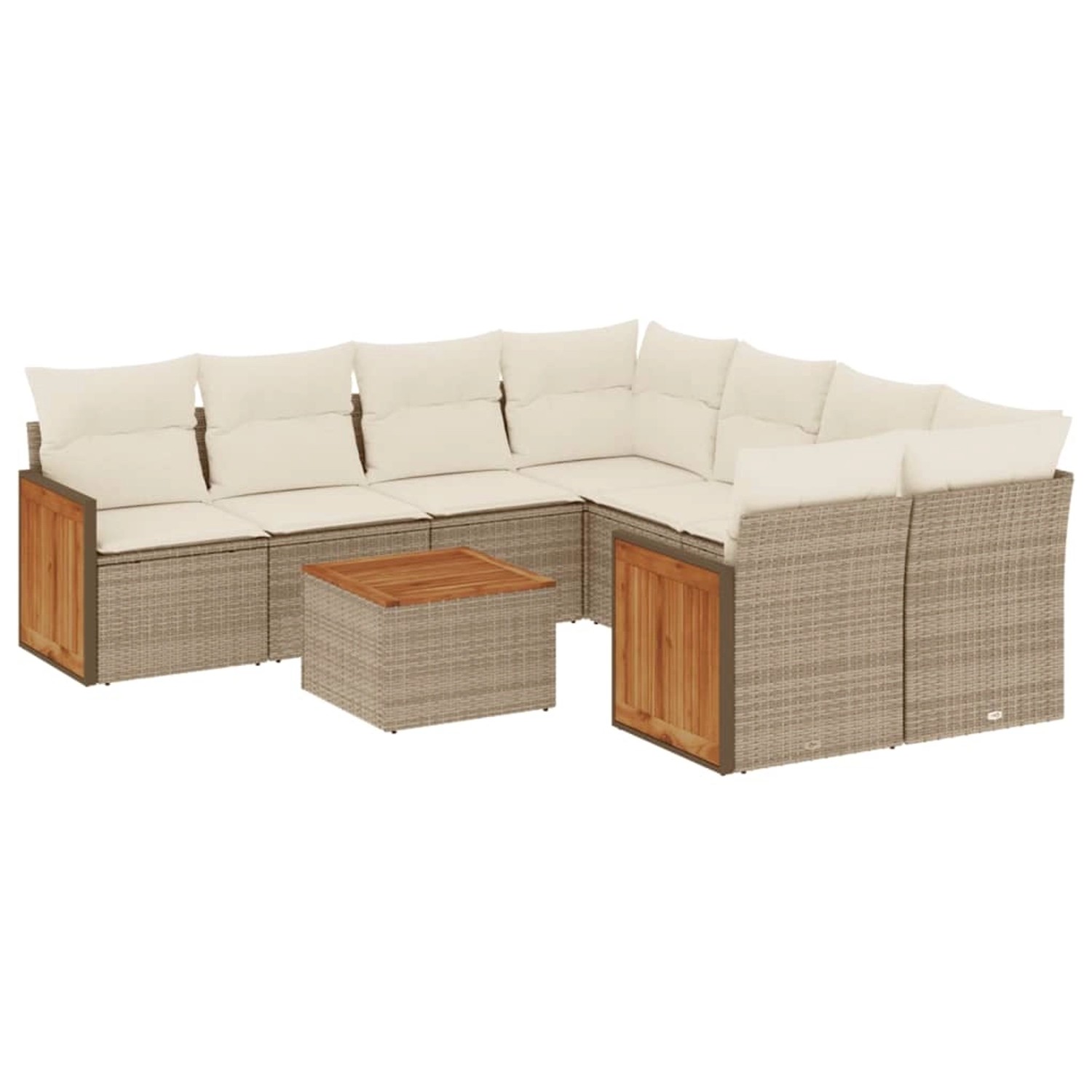 vidaXL 9-Tlg Garten-Sofagarnitur mit Kissen Beige Poly Rattan 3227507 günstig online kaufen