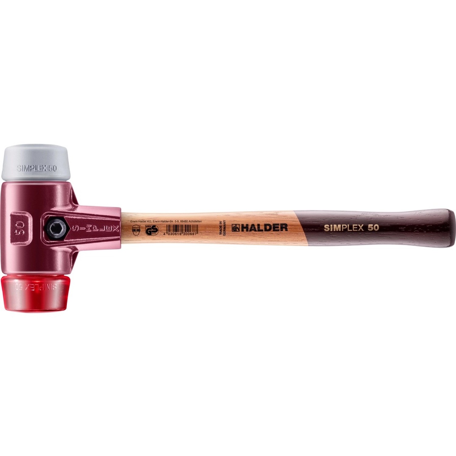 Halder Simplex Schonhammer Ø 50 mm TPE-mid Grau   Plastik Rot mit Tempergus günstig online kaufen
