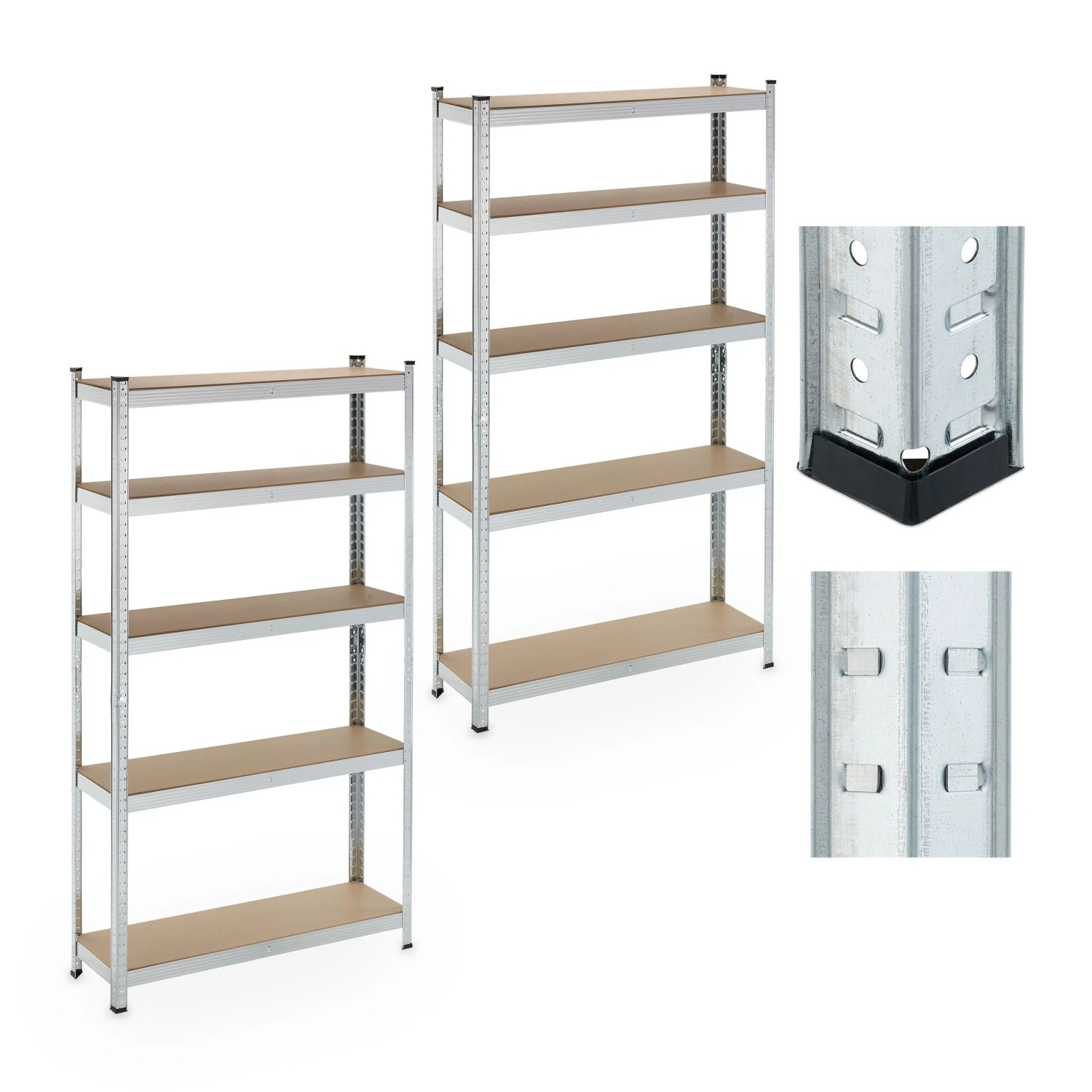 Relaxdays Schwerlastregal 2er Set Stahl Silber Höhenverstellbar 180 cm x 100 cm x 30 cm 10,9 kg