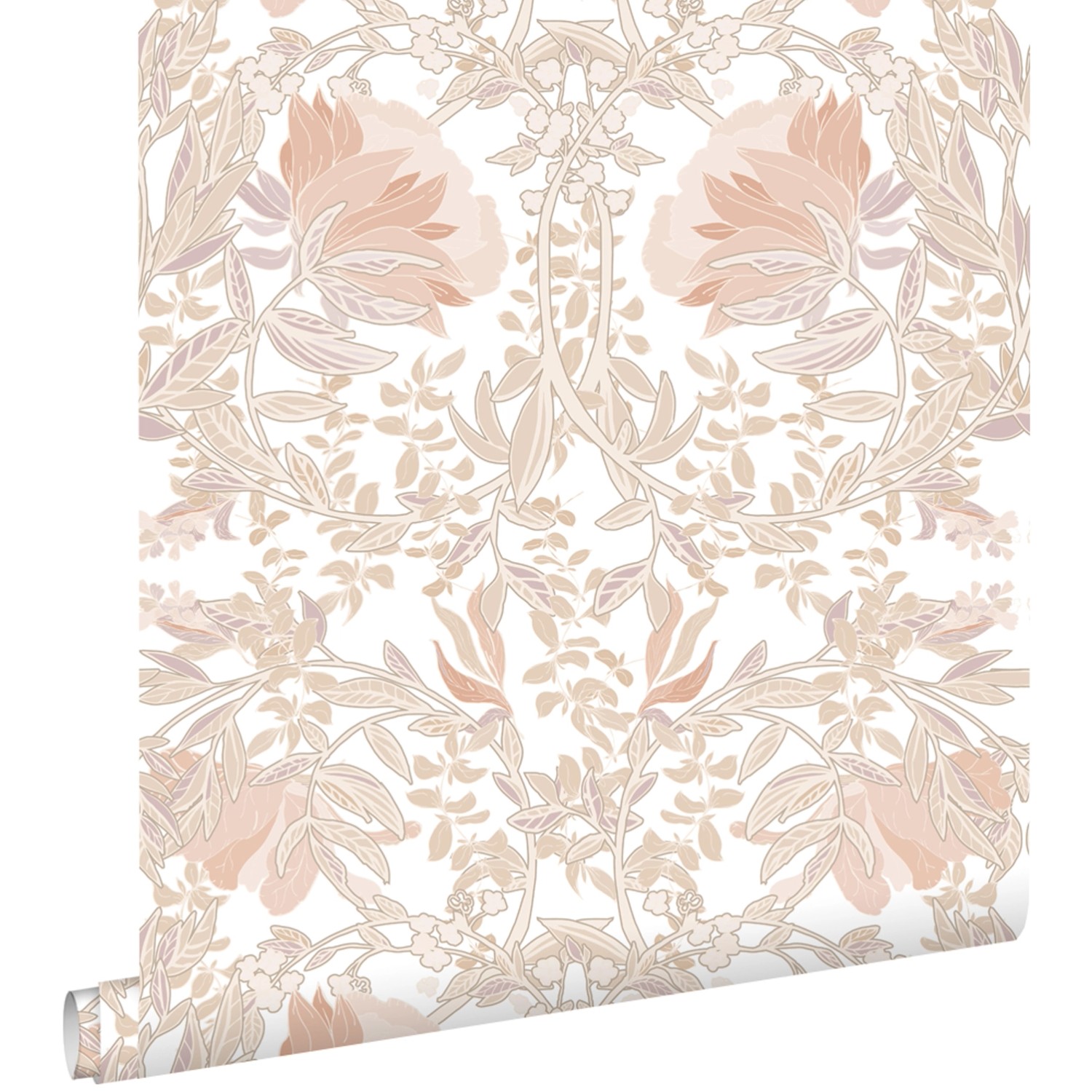 ESTAhome Tapete Blumenmuster im Jugendstil Sandbeige und Terrakotta 53 cm x günstig online kaufen