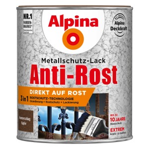 Alpina Metallschutzlack Anti-Rost Kupfer Hammerschlag, 750ml Dose.
