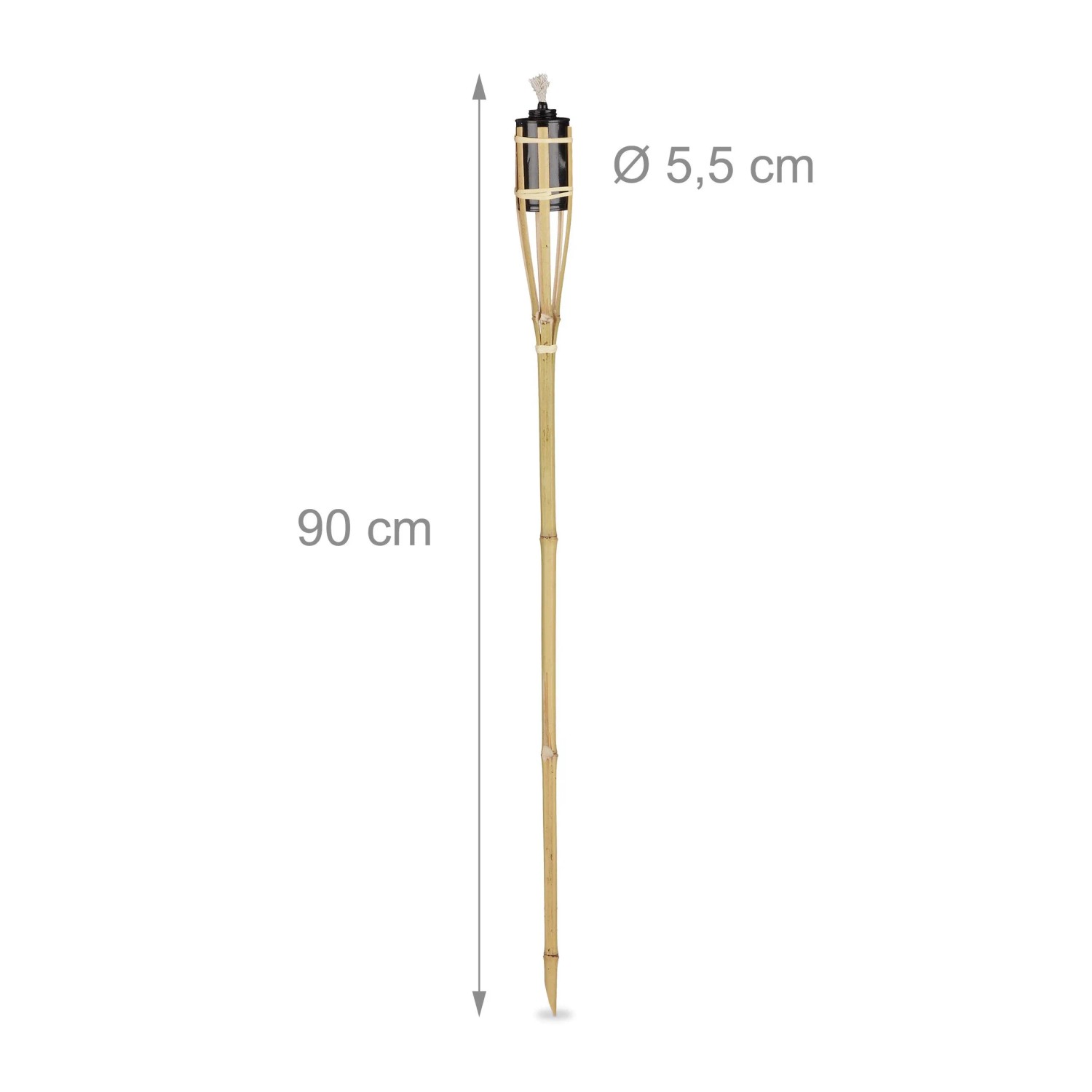 Relaxdays Gartenfackeln 10er Set Bambus Eisen Natur zum Stecken 90 cm x 5,5 cm_4