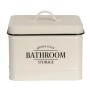 Beige Badbox mit Deckel von Wenko, 18x16x15,5 cm, für Badutensilien.