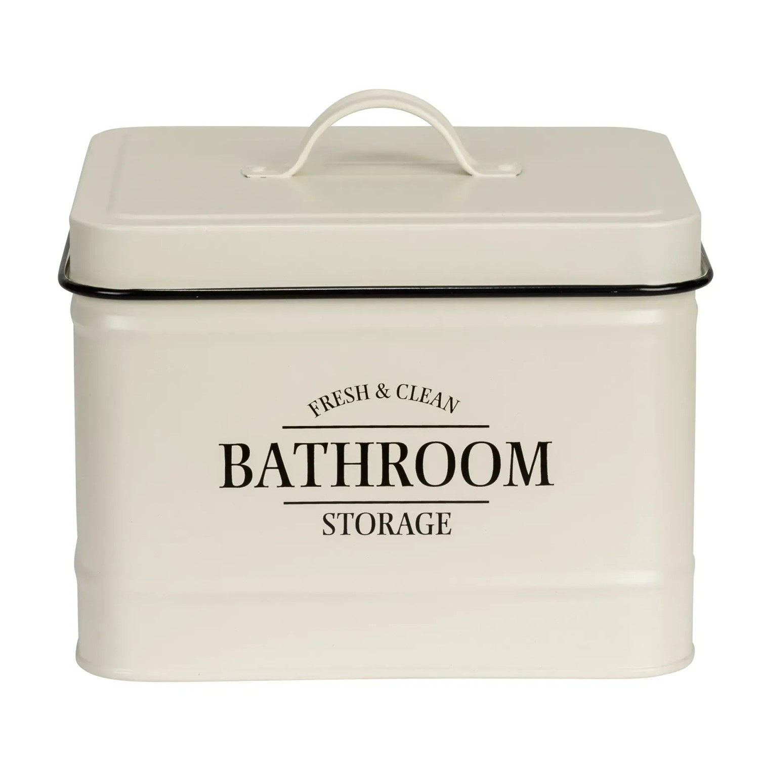 Beige Badbox mit Deckel von Wenko, 18x16x15,5 cm, für Badutensilien.