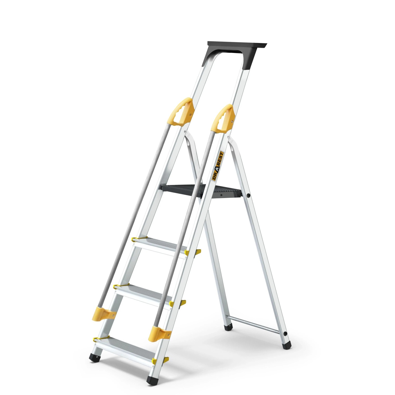 DRABEST Professionelle Aluminiumleiter Mit Handläufen 4 Stufen 150 KG