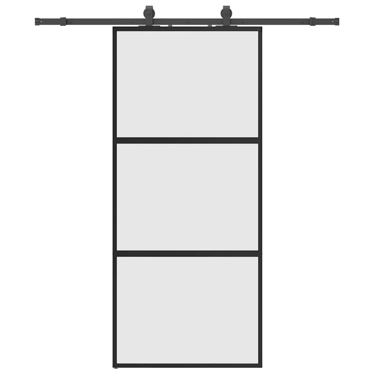 vidaXL Schiebetür mit Beschlag Schwarz 90x205 cm Hartglas 3375815 günstig online kaufen