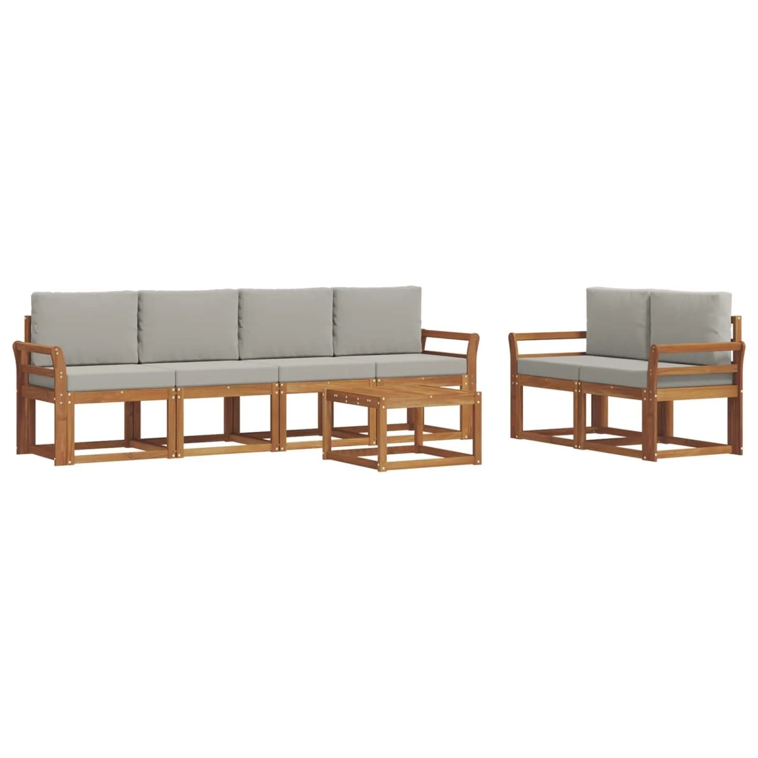 vidaXL Outdoor-Sofagarnitur mit Kissen 7 Stk Natur und Hellgrau 3366044