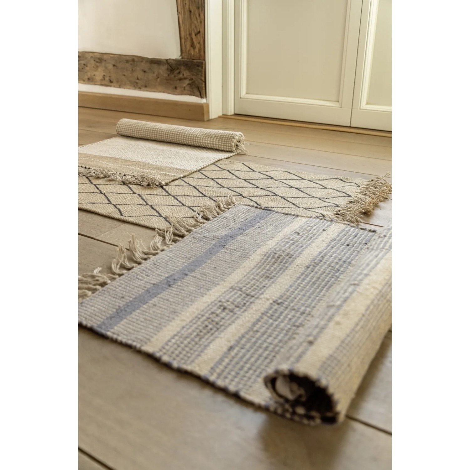 Wenko Badematten Sambu, 50x80 cm, Grau, aus Jute mit Fransen, verschiedene Designs.