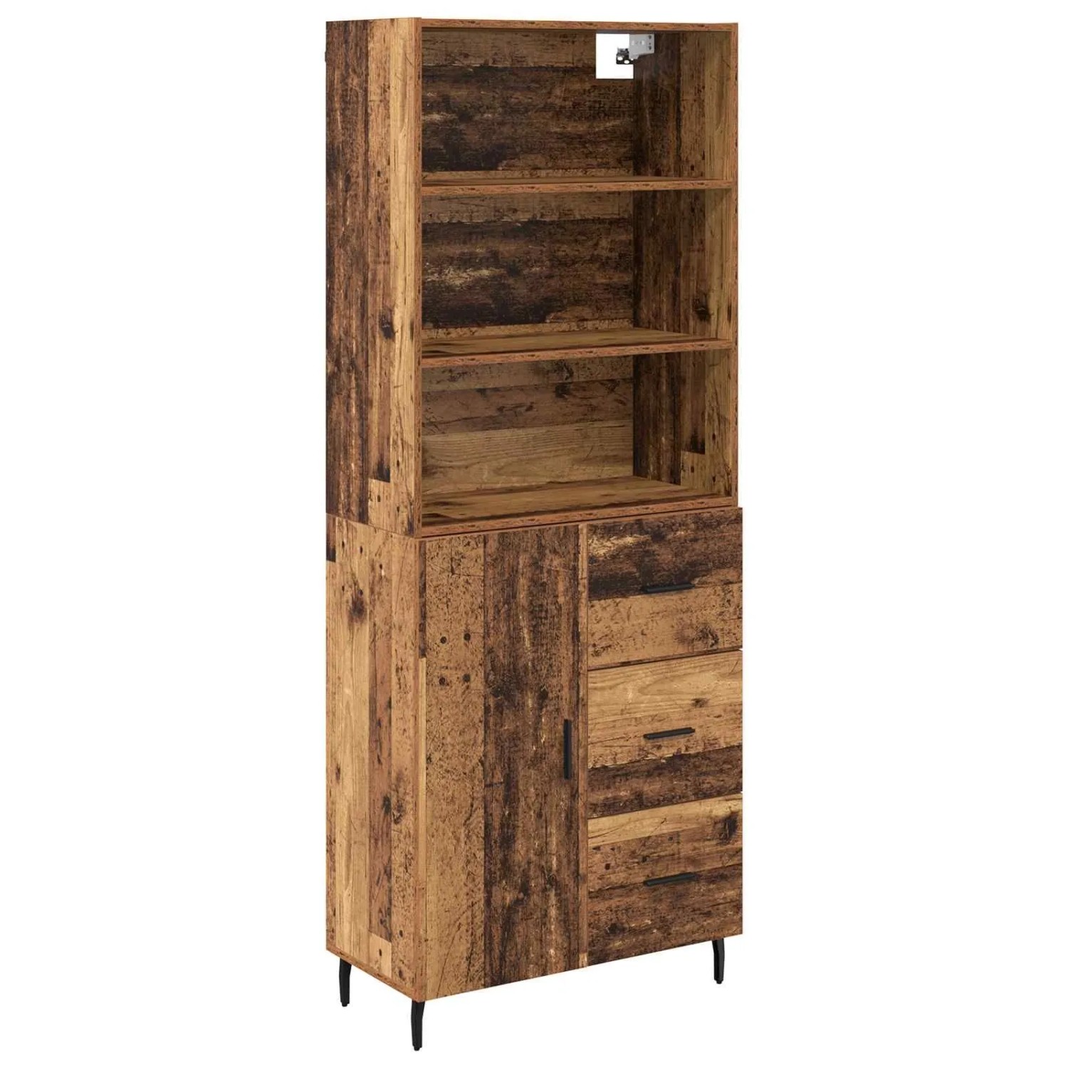 vidaXL Highboard mit Schubladen 2-Tlg Altholz Engineered Wood und Glas 3415 günstig online kaufen