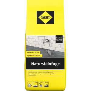 Gelber Sack Sakret Natursteinfuge Basalt 5 kg. Fugenmasse für Naturstein, Fugenbreite 1-10 mm.