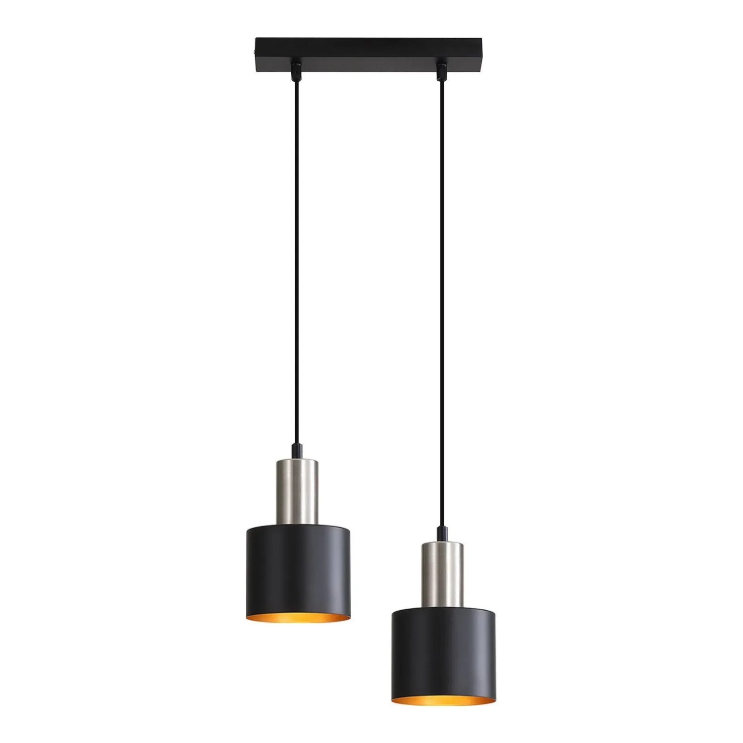 NETTLIFE Pendelleuchte aus Metall L174cm Schwarz 25W 2 Flammig