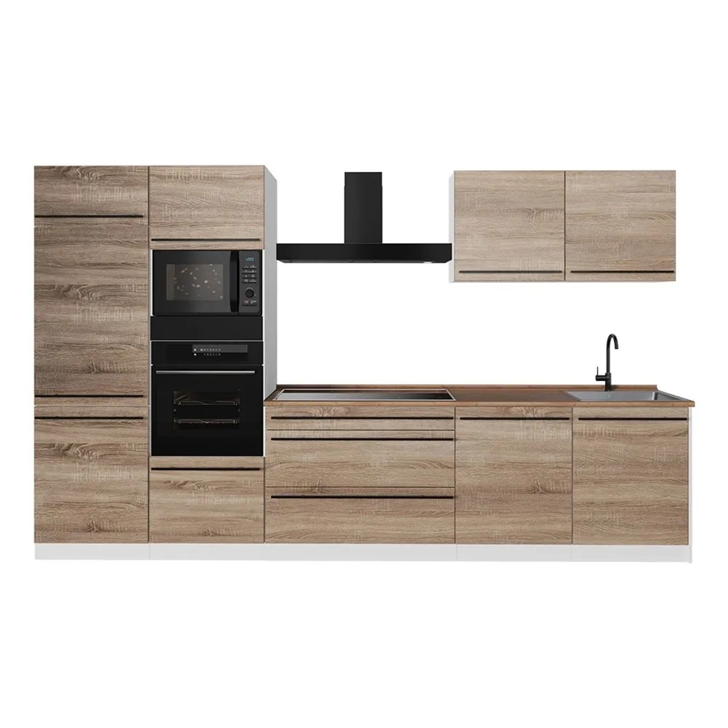 Vicco Küchenzeile R-Line Sonoma/Weiß 340 x 207 Arbeitsplatte Goldkraft Eiche Art Nr 67366