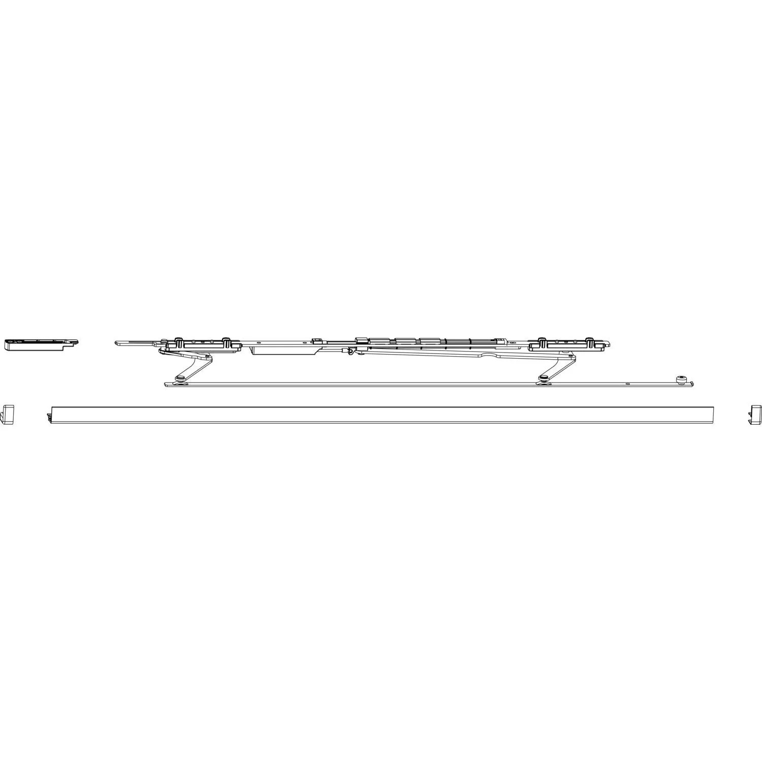 Maco Pas Gleitscheren-Set Abdeckschiene 13mm Silber Flügelfalzbreite 901-1250mm Links