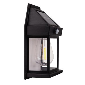 Schwarze LED Solar-Wandleuchte Mira, 2er-Set, für den Außenbereich.