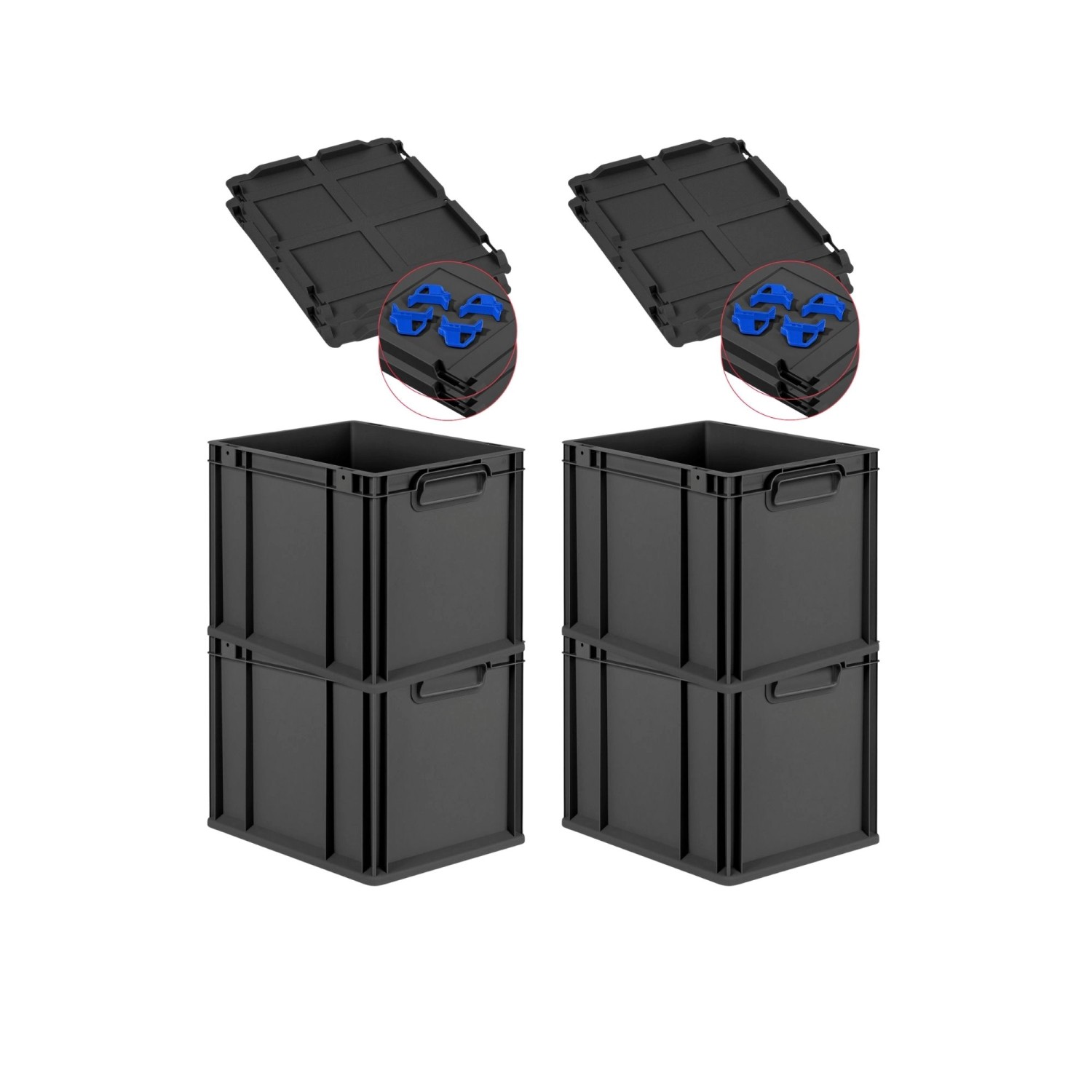 PROREGAL SuperSparSet 4x Eurobox Nextgen Grip Mit Auflagedeckel Und Blauen günstig online kaufen