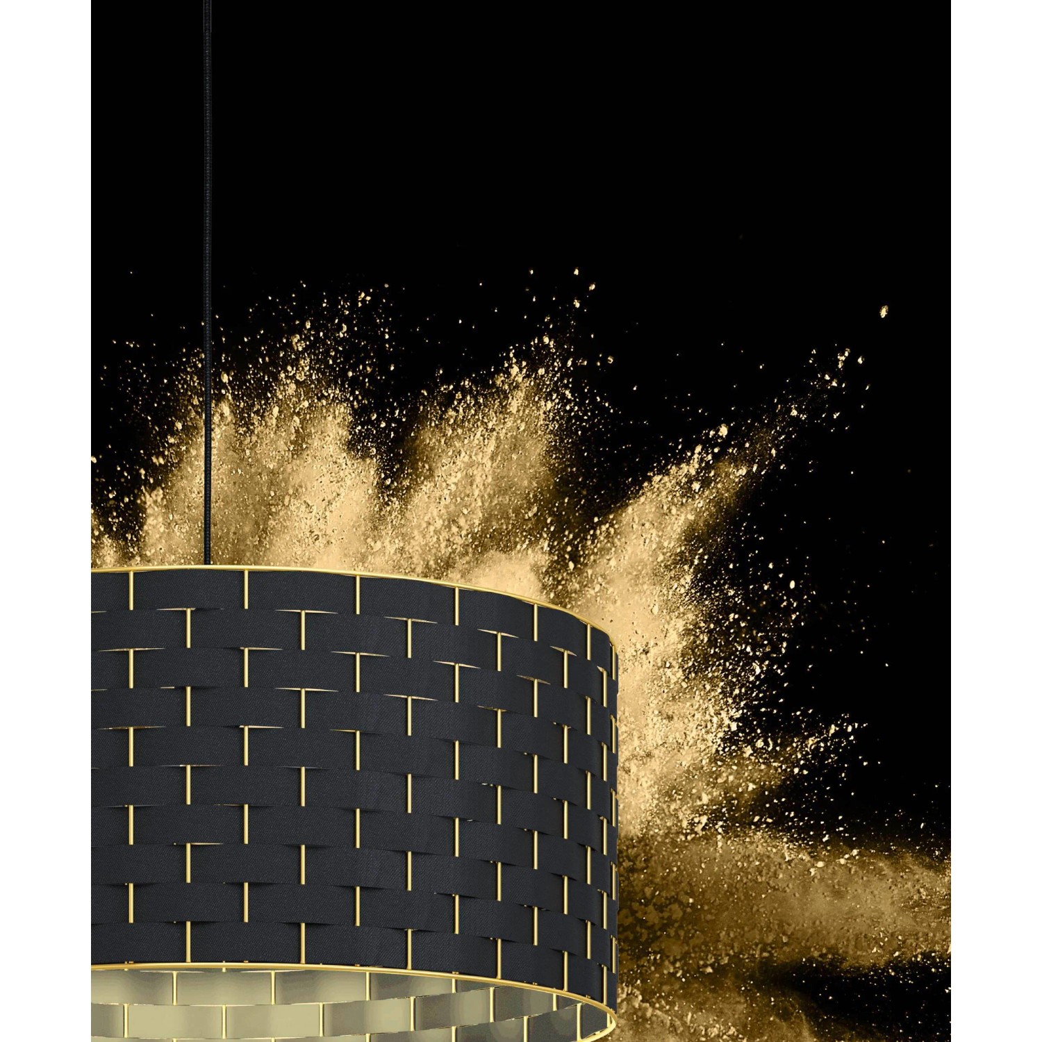 Moderne Eglo Hängeleuchte Marasales, schwarz-messingfarben, Ø 55cm. Pendelleuchte für Wohnzimmer und Esszimmer.