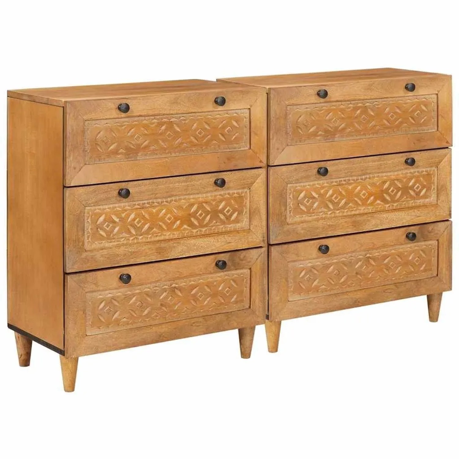 vidaXL Sideboard 2 Stk Braun 60 x 33 x 75 cm Massives Mangoholz 3310064 günstig online kaufen