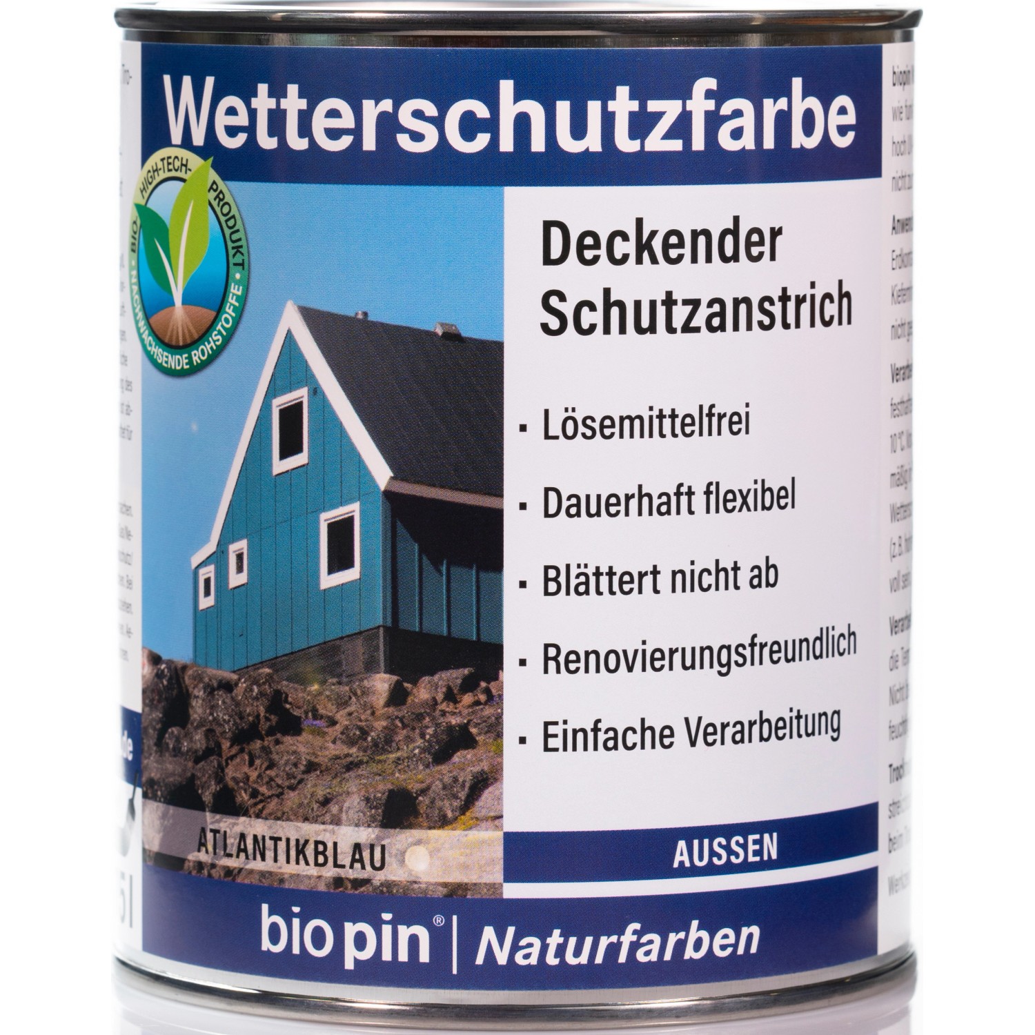 Biopin Wetterschutzfarbe Atlantikblau 750 ml