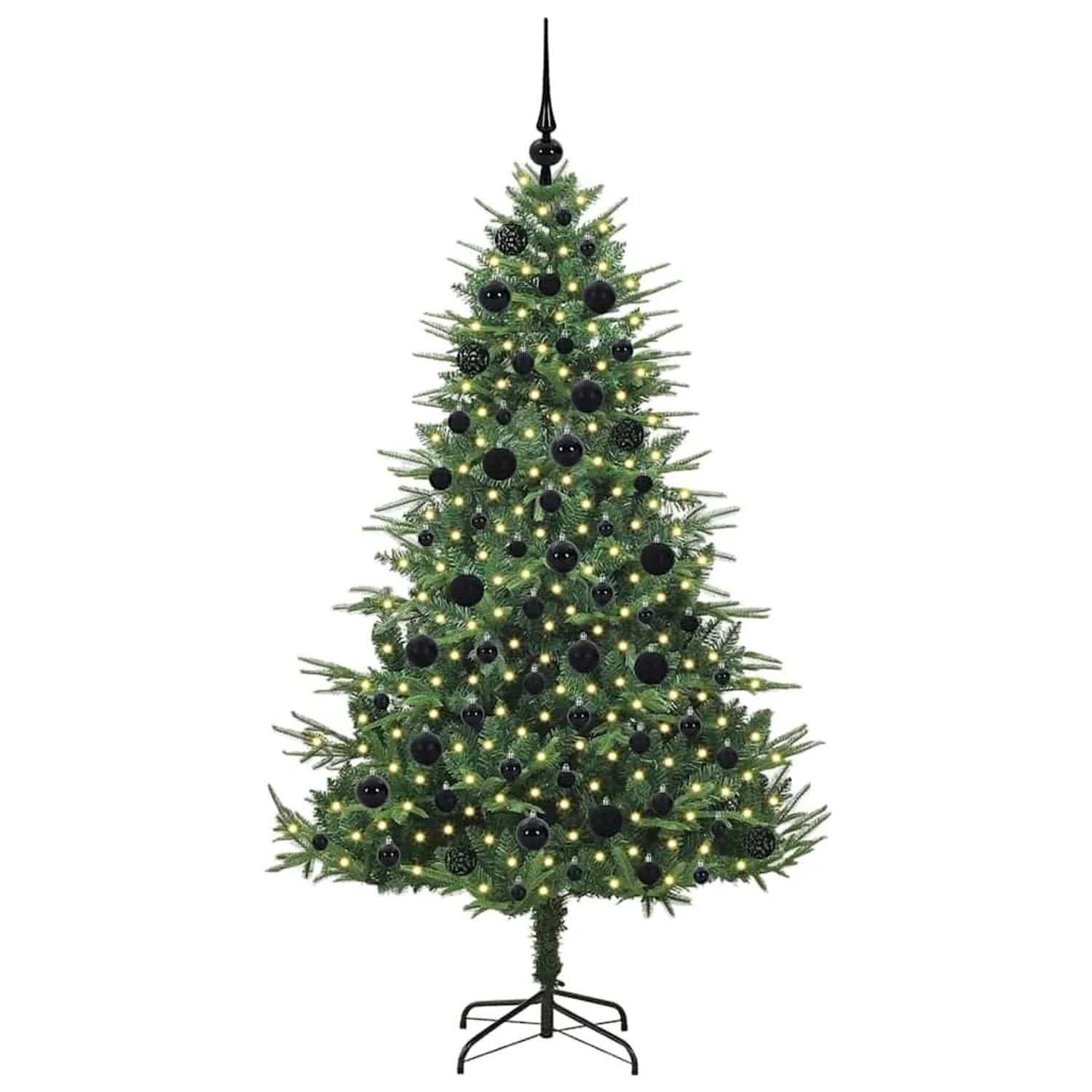 vidaXL Künstlicher Vorbeleuchteter Weihnachtsbaum mit Kugelset Grün 3395349