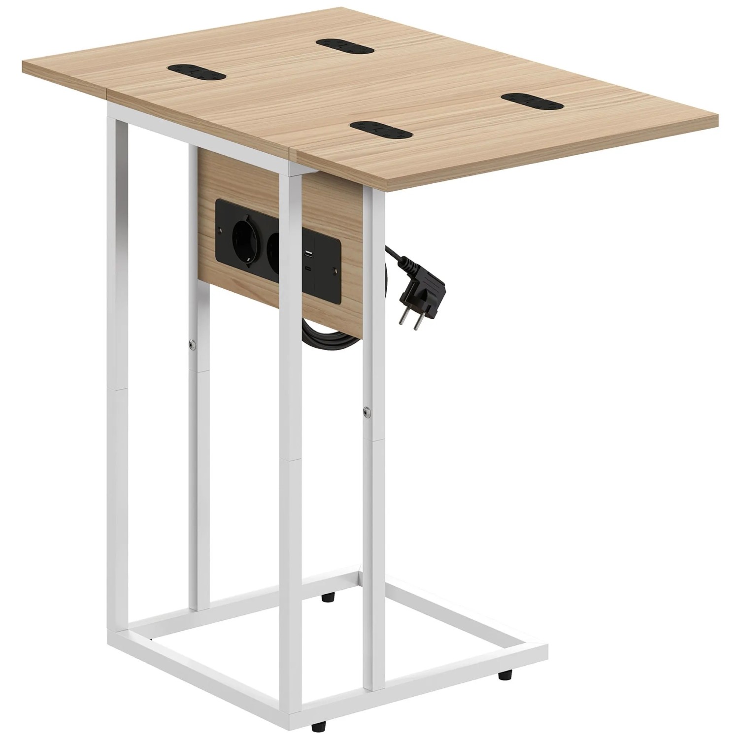 HOMCOM Beistelltisch MDF Metall 39L x 29B x 57H cm Naturholz