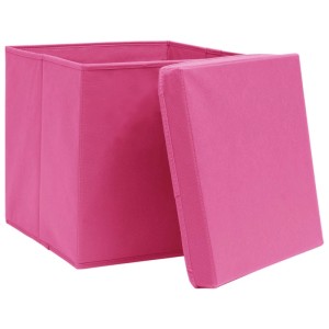 vidaXL Aufbewahrungsboxen mit Deckeln 4 Stk 28x28x28 cm Rosa 325204